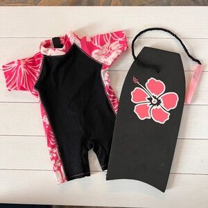 Boogie Board with Pink Hibiscus Flower and Matching Lycra